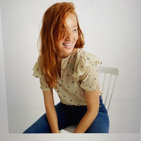 Madewell Embroidered ruffled top size S - Picture 9 of 9